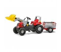 Vaikiškas minamas traktorius su priekaba ir kaušu - vaikams nuo 3 iki 8 m. | rollyJunior RT | Rolly Toys 811397
